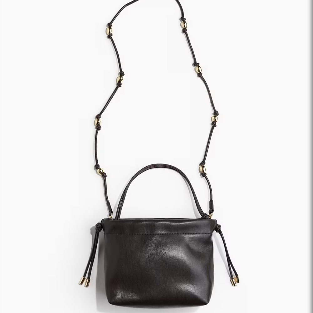 New H&M Brown Mini Crossbody Bag with Gold Accents